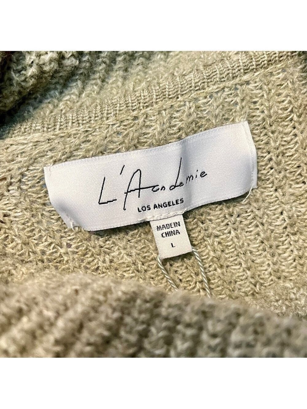 New L’Academie Sable Turtle Neck Mini Sweater Dress Light Olive size large - Picture 6 of 7